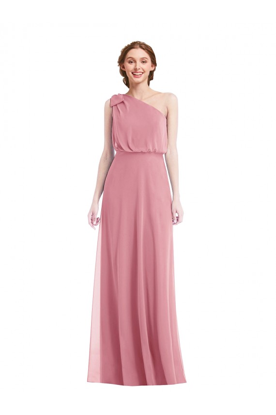 One Shoulder Bow Blouson Bodice Maxi Bridesmaid Dress Perth
