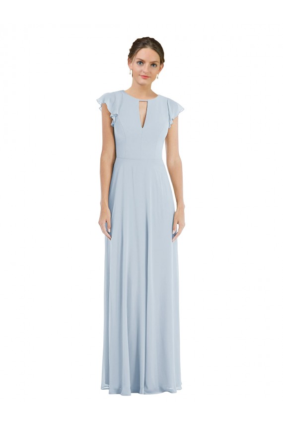Flutter Sleeve V Keyhole Chiffon Maxi Formal Bridesmaid Dress Perth