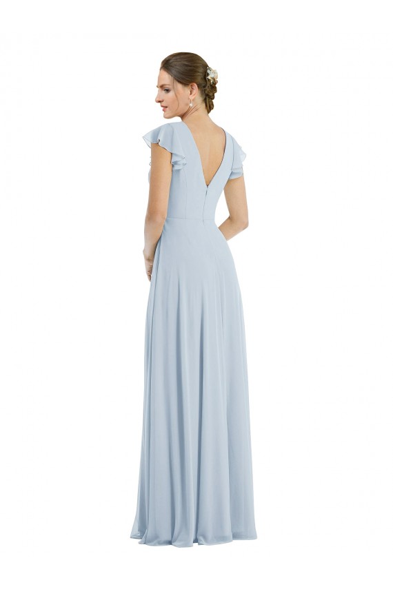 Flutter Sleeve V Keyhole Chiffon Maxi Formal Bridesmaid Dress Perth
