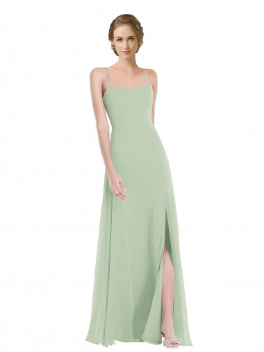 Shop Scoop Neck Tie Strap Maxi Bridesmaid Dress with Front Slit Perth