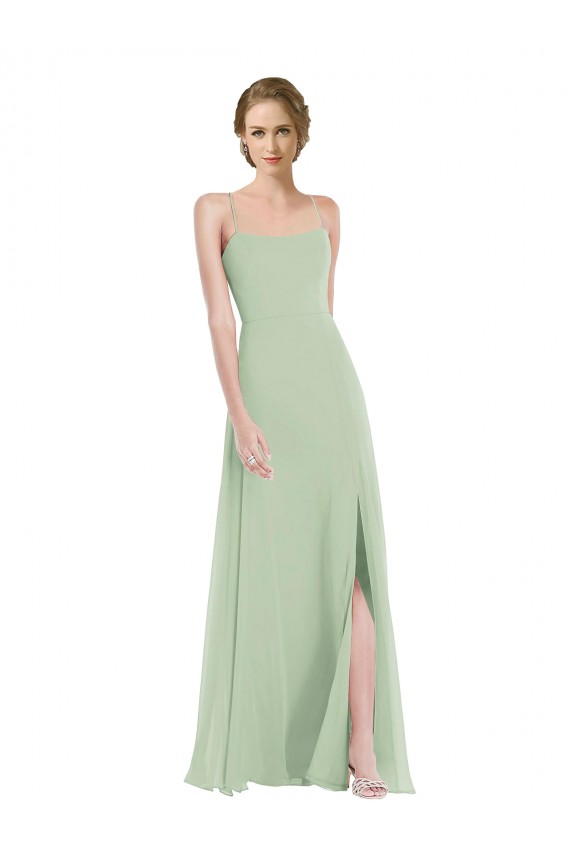Scoop Neck Tie Strap Maxi Bridesmaid Dress with Front Slit Perth