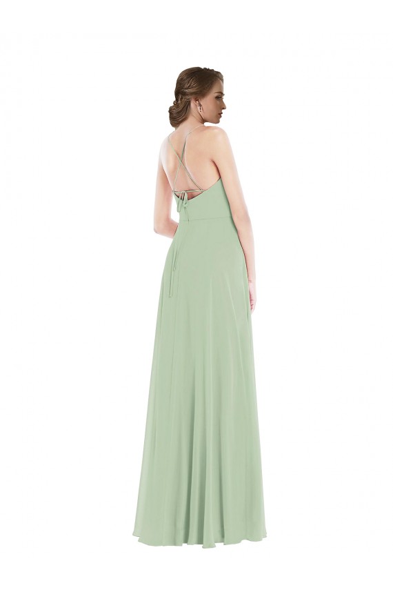 Scoop Neck Tie Strap Maxi Bridesmaid Dress with Front Slit Perth