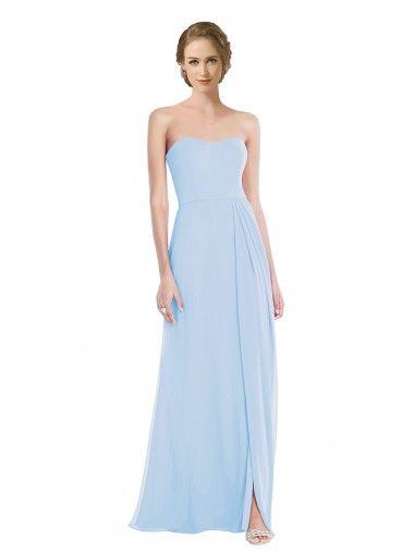 Shop Strapless Sweetheart Maxi Bridesmaid Dress with Pleated Front Slit Perth