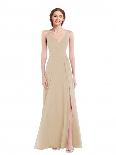 Shop Faux Wrap Criss Cross Back Maxi Bridesmaid Dress with Front Slit Perth