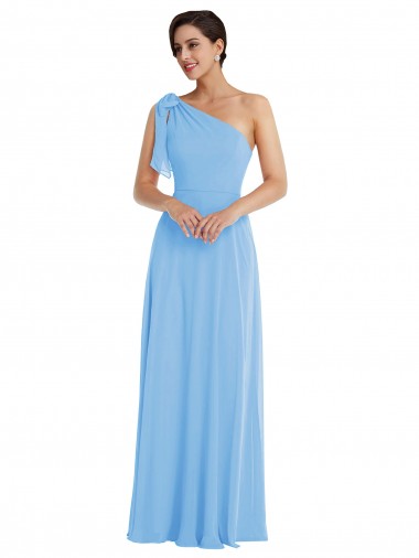 Shop Draped One Shoulder Maxi Bridesmaid Dress with Scarf Bow Perth