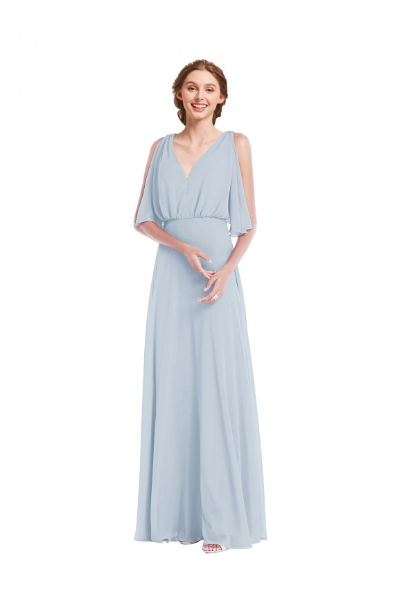 V-Neck Split Sleeves Blouson Bodice Maxi Bridesmaid Dress Perth