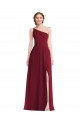 One Shoulder Chiffon Maxi Bridesmaid Dress with Shirred Front Slit Perth