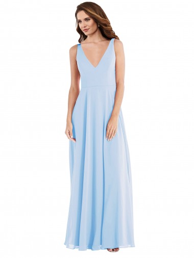 Shop Deep V-Neck Chiffon Maxi Bridesmaid Dress Perth