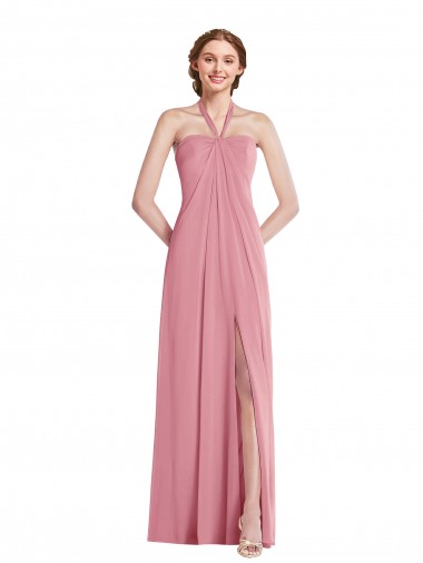 Shop Draped Chiffon Grecian Column Bridesmaid Dress with Front Slit Perth