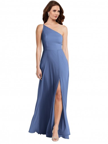 Shop One Shoulder Full Length Maxi Formal Bridesmaid Dress with Flirty Slit Perth