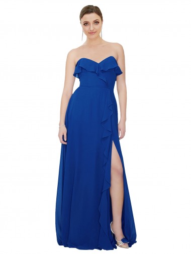Shop Ruffled Chiffon Strapless Bridesmaid Dress Perth