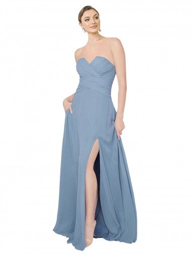 Shop Draped Sweetheart Chiffon Bridesmaid Dress with Front Slit Perth