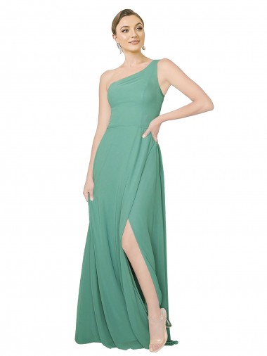 Shop One Shoulder Asymmetric Chiffon Bridesmaid Dress with Pockets Perth
