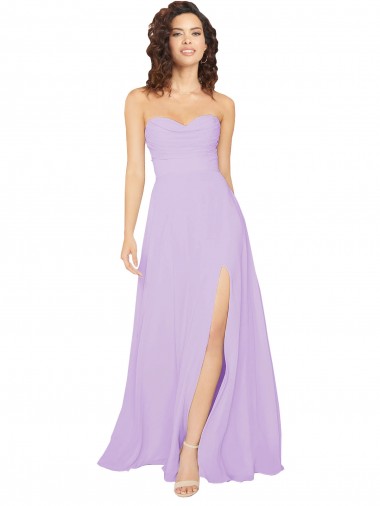 Shop Draped Sweetheart Long Chiffon Bridesmaid Dress with Front Slit Perth