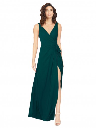 Shop V-Neck Chiffon Bridesmaid Dress with Front Skirt Slit Perth