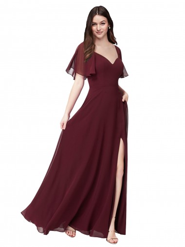 Shop Chiffon Flutter Sleeve Sweetheart Bridesmaid Dress Perth