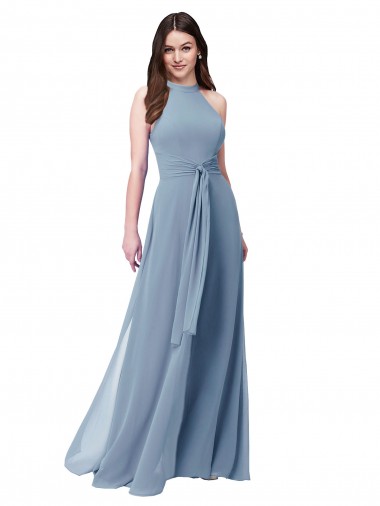 Shop Halter High Neck Chiffon Dress with Sash Perth