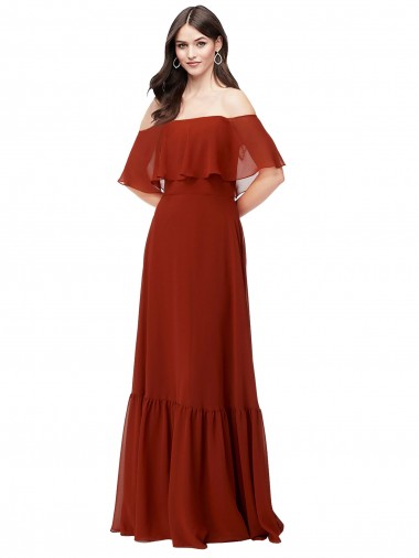 Off the Shoulder Ruffle Chiffon Bridesmaid Dress Perth
