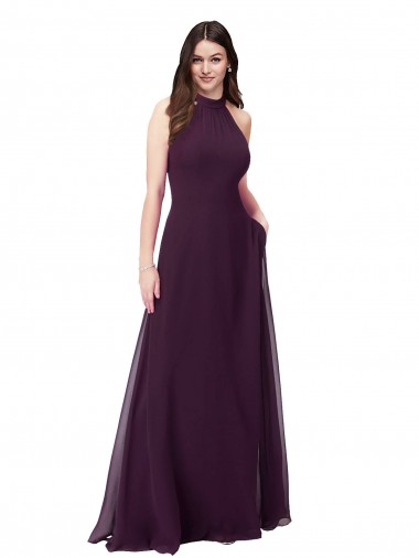 Shop Chiffon High-Halter Bridesmaids Dress with Keyhole Back Perth