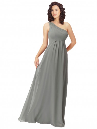 Shop Embroidered One Shoulder Chiffon Bridesmaid Dress Perth