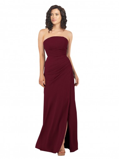 Shop Simple Strapless Chiffon Bridesmaid Dress with Rounded Neckline Perth