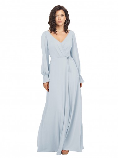 Shop Long Sleeve Chiffon Bridesmaid Dress with Bow Detail Perth