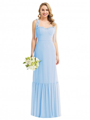Shop Tie Shoulder Bustier Bodice Ruffle Hem Maxi Bridesmaid Dress Perth