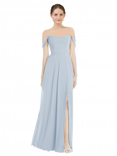 Shop Off the Shoulder Basque Neck Maxi Bridesmaid Dress with Flounce Sleeves Perth