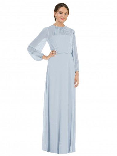 Shop Strapless Chiffon Maxi Formal Bridesmaid Dress with Puff Sleeve Blouson Overlay Perth