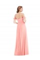 Off the Shoulder Ruffle Cuff Sleeve Chiffon Maxi Bridesmaid Dress Perth