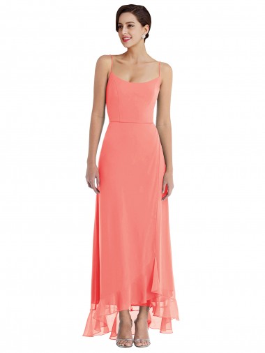 Shop Scoop Neck Ruffle Trimmed High Low Maxi Bridesmaid Dress Perth