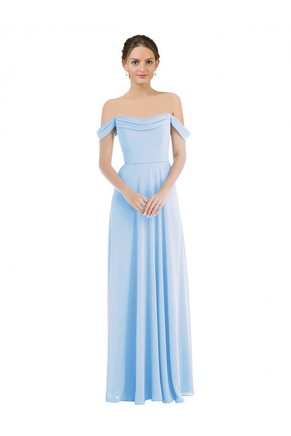 Off the Shoulder Draped Neckline Maxi Formal Bridesmaid Dress Perth