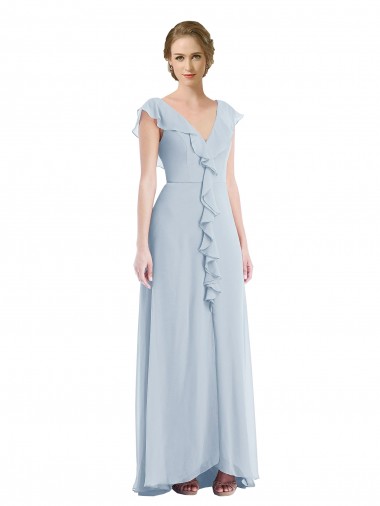Shop Ruffle Trimmed V Back Chiffon Maxi Bridesmaid Dress Perth