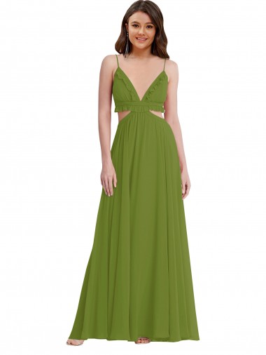 Shop Ruffled Chiffon Cutout Maxi Bridesmaid Dress Perth