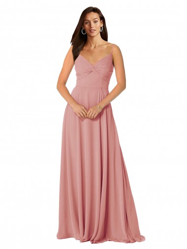 Shop Twist-Knot V-Neck Long Chiffon Bridesmaid Dress Perth