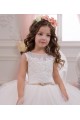 Ivory Ball Gown Bateau Neck Chapel Train Sleeveless Flower Girl Dress Perth