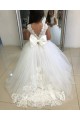Ivory Ball Gown Chapel Train Sleeveless Flower Girl Dress Perth