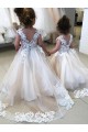 Ivory Ball Gown Chapel Train Sleeveless V-Back Flower Girl Dress Perth