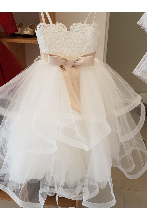 Ivory Ball Gown High Neck Floor Length Flower Girl Dress Perth