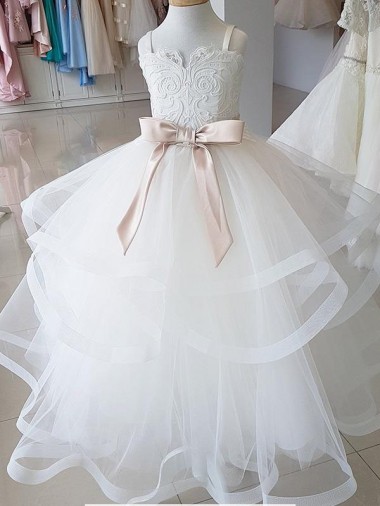 Ivory Ball Gown High Neck Floor Length Flower Girl Dress Perth