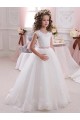 Ivory Ball Gown High Neck Floor Length Keyhole Back Flower Girl Dress Perth