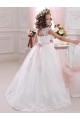 Ivory Ball Gown High Neck Floor Length Keyhole Back Flower Girl Dress Perth