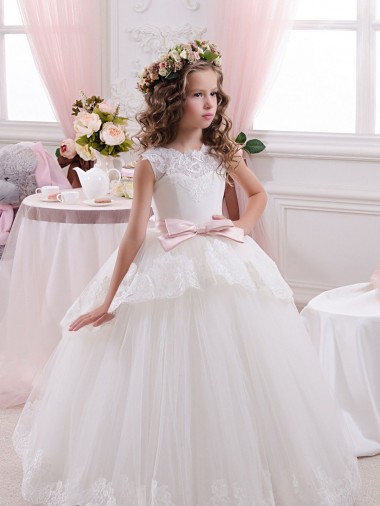 Ivory Ball Gown Sweetheart V-Back Sleeveless Flower Girl Dress Perth