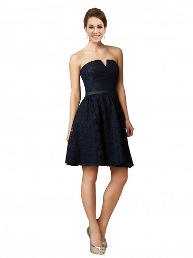 Shop Classic Knee Length Lace Bridesmaid Dress / Cocktail Dress with Notched Neckline Perth