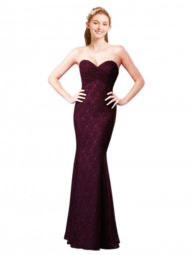 Shop Fitted Long Lace Bridesmaid Dress with Sweetheart Neckline Perth