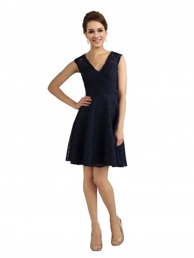 Shop Short V-Neck Lace Cocktail Bridesmaid Dress with Illusion Back Perth