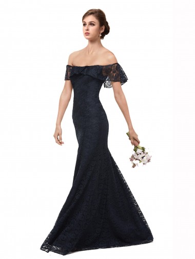 Shop Off the Shoulder Long Lace Bridesmaid Dress / Prom Dress with Flutter Sleeves Perth