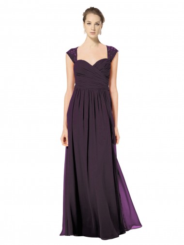 Shop Long Chiffon Sweetheart Bridesmaid with Lace Straps and Keyhole Back Perth