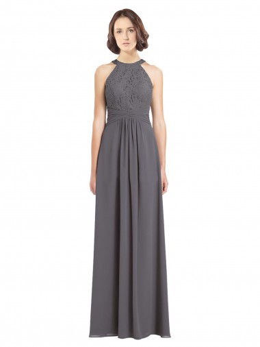 Shop Long Chiffon Bridesmaid Dress with Corded Lace Bodice Perth