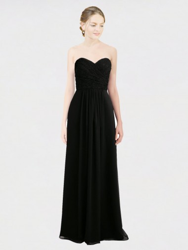 Shop Long Strapless Lace Bodice Bridesmaid Dress with Sweetheart Neckline and Criss-Cross Pleats Perth